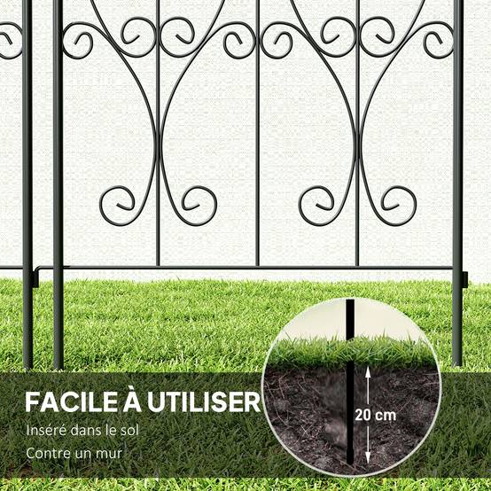 Lot 2 Treillis Jardin Métal Plantes Grimpantes Brise Vue Extérieur Grande Taille 50x220cm Noir - ComfortXL Outdoor Living - Image 10