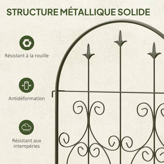 Lot 2 Treillis Jardin Métal Plantes Grimpantes Brise Vue Extérieur Grande Taille 50x220cm Noir - ComfortXL Outdoor Living - Image 9