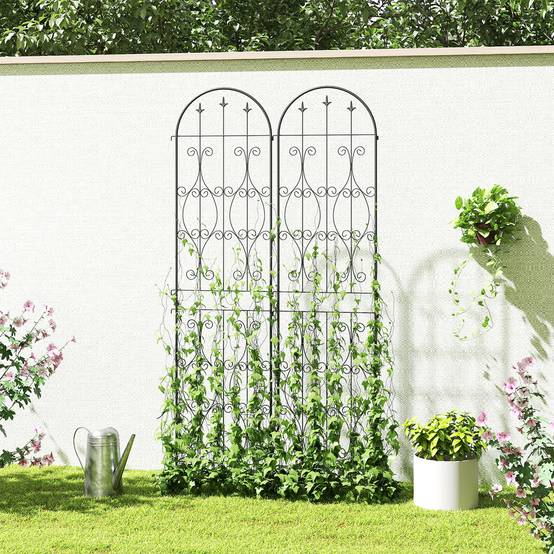 Lot 2 Treillis Jardin Métal Plantes Grimpantes Brise Vue Extérieur Grande Taille 50x220cm Noir - ComfortXL Outdoor Living - Image 4