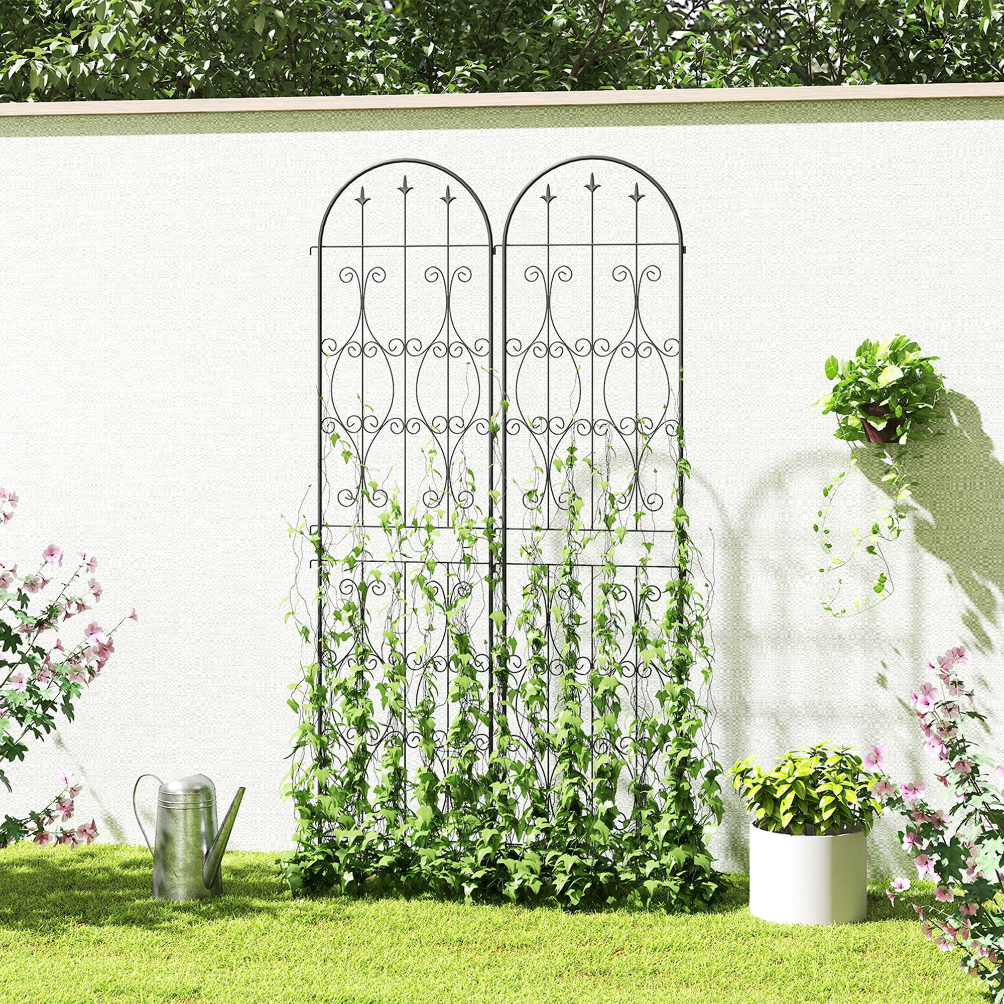 Lot 2 Treillis Jardin Métal Plantes Grimpantes Brise Vue Extérieur Grande Taille 50x220cm Noir - ComfortXL Outdoor Living - Image 4