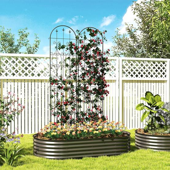 Lot 2 Treillis Jardin Métal Plantes Grimpantes Brise Vue Extérieur Grande Taille 50x220cm Noir - ComfortXL Outdoor Living - Image 3