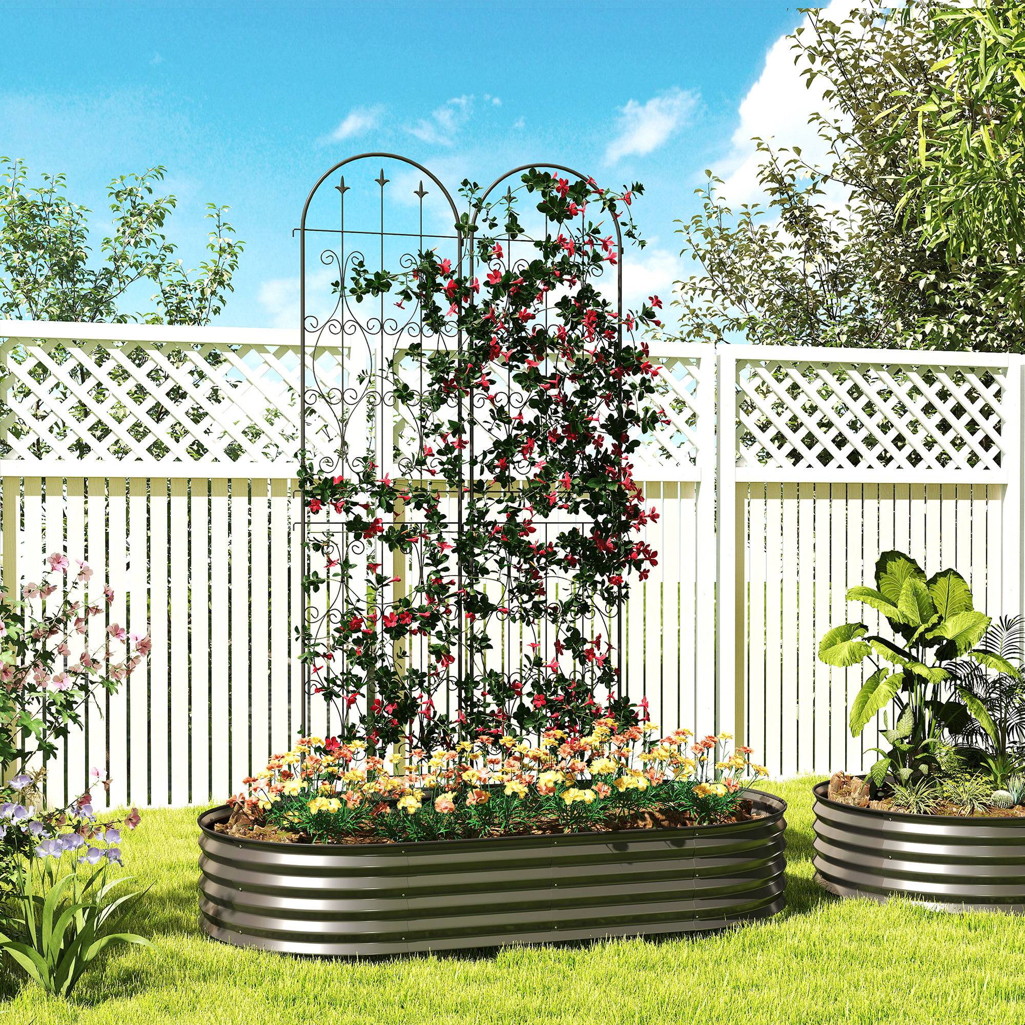 Lot 2 Treillis Jardin Métal Plantes Grimpantes Brise Vue Extérieur Grande Taille 50x220cm Noir - ComfortXL Outdoor Living - Image 3