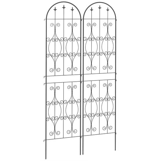 Lot 2 Treillis Jardin Métal Plantes Grimpantes Brise Vue Extérieur Grande Taille 50x220cm Noir - ComfortXL Outdoor Living - Image 1