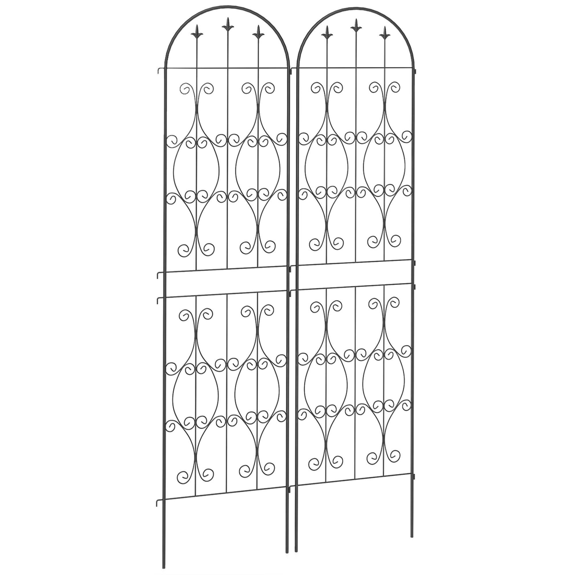 Lot 2 Treillis Jardin Métal Plantes Grimpantes Brise Vue Extérieur Grande Taille 50x220cm Noir - ComfortXL Outdoor Living - Image 1
