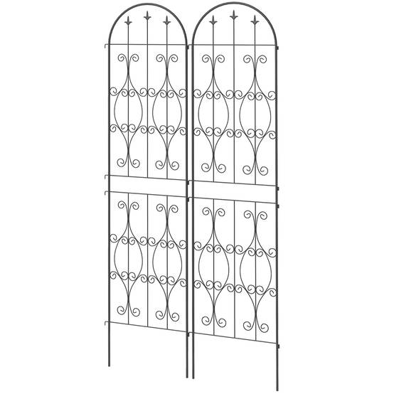 Lot 2 Treillis Jardin Métal Plantes Grimpantes Brise Vue Extérieur Grande Taille 50x220cm Noir - ComfortXL Outdoor Living - Image 2