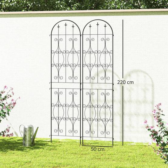 Lot 2 Treillis Jardin Métal Plantes Grimpantes Brise Vue Extérieur Grande Taille 50x220cm Noir - ComfortXL Outdoor Living - Image 5
