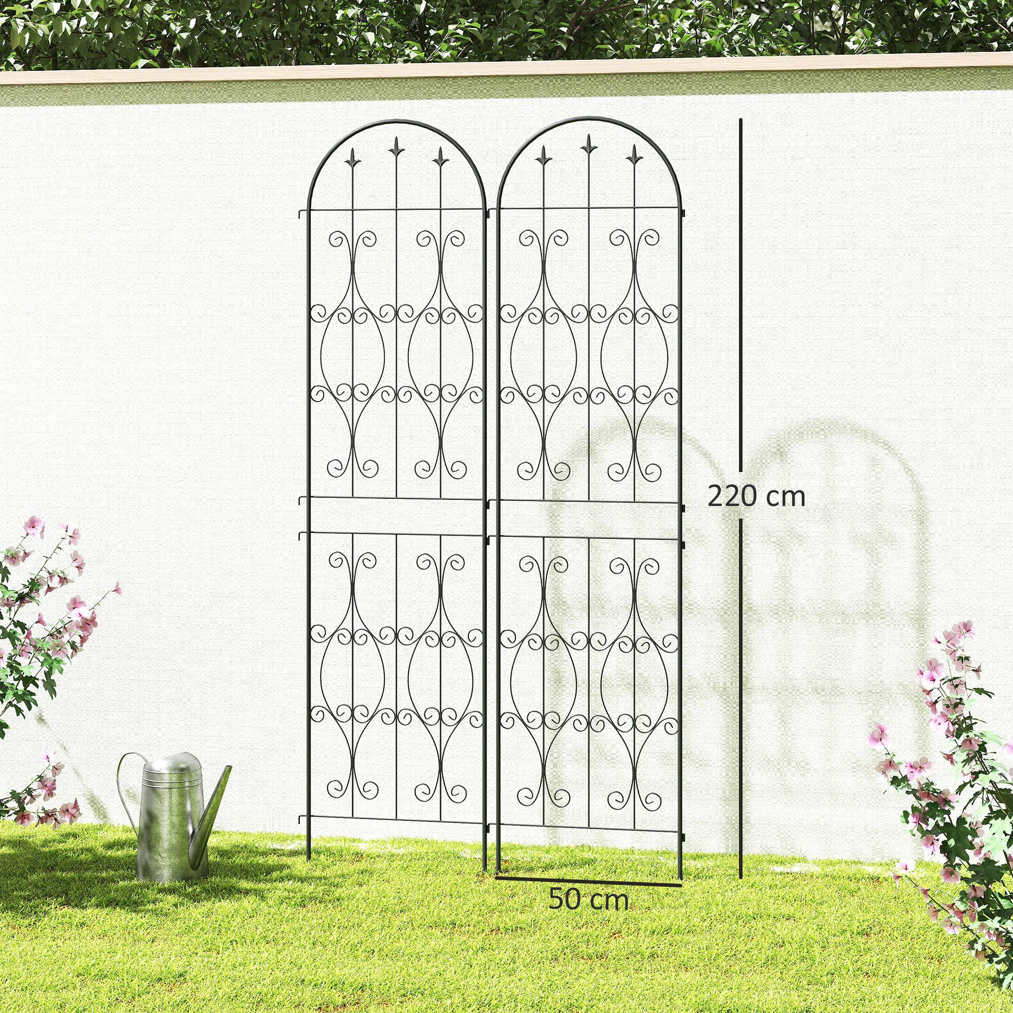 Lot 2 Treillis Jardin Métal Plantes Grimpantes Brise Vue Extérieur Grande Taille 50x220cm Noir - ComfortXL Outdoor Living - Image 5