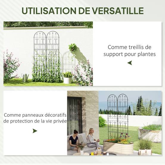 Lot 2 Treillis Jardin Métal Plantes Grimpantes Brise Vue Extérieur Grande Taille 50x220cm Noir - ComfortXL Outdoor Living - Image 8