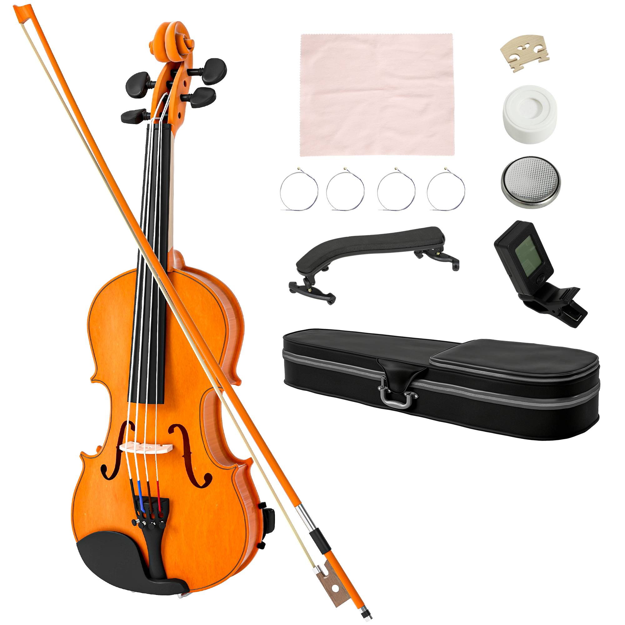 Violon 4/4 ensemble de violon en bois massif pour adultes et débutants avec étui léger et portable 60 x 21 cm marron - Image 1