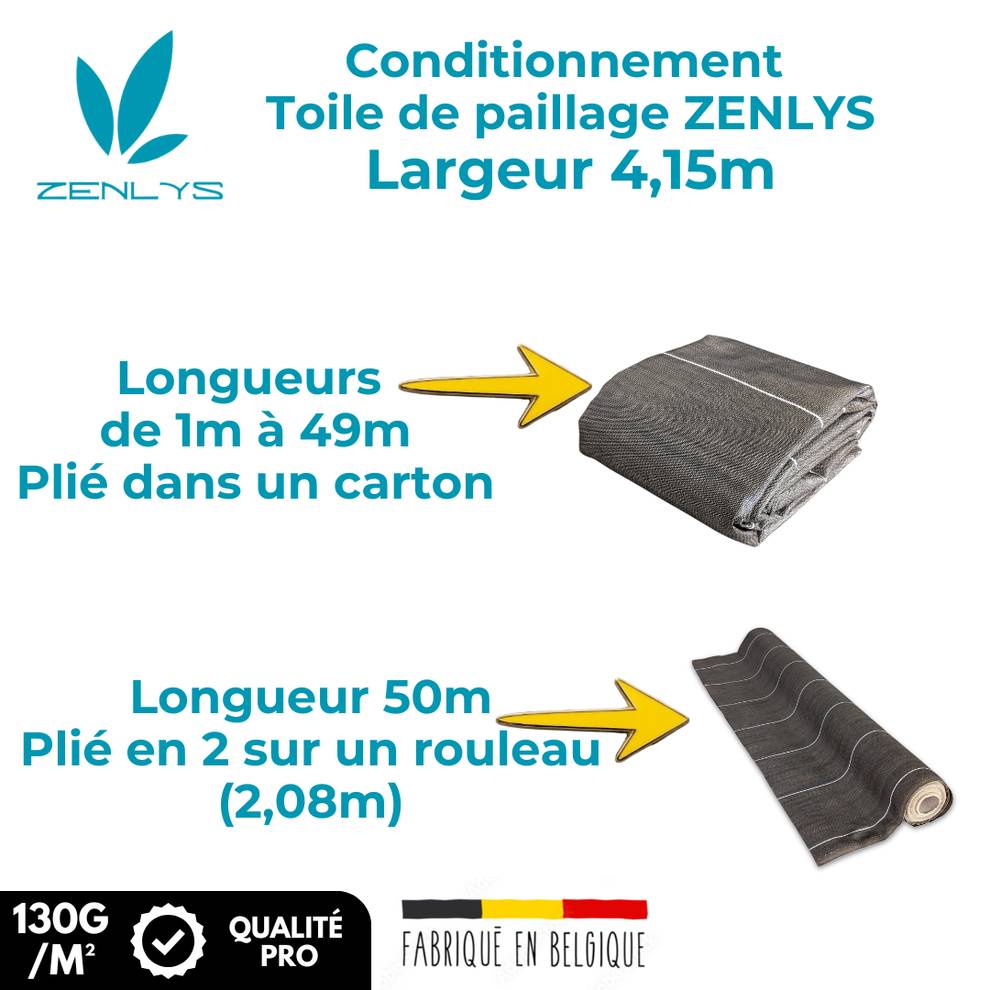 Toile de paillage 130g/m2 Longueur 20m Largeur 4,15m anti mauvaises herbes Geotextile Marron ZENLYS Grande Largeur 4M très épaisse - Image 4