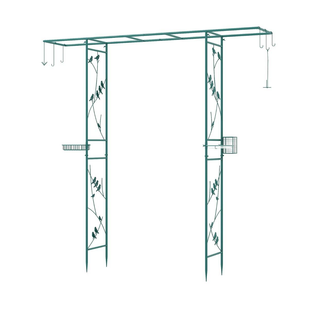 Maison Chic - Station d'Alimentation pour Jardin Treillis Arc Robuste avec Bol d'Eau Plateau en Filet Mangeoire à Oiseau et Soutenir Vert MAISON CHIC