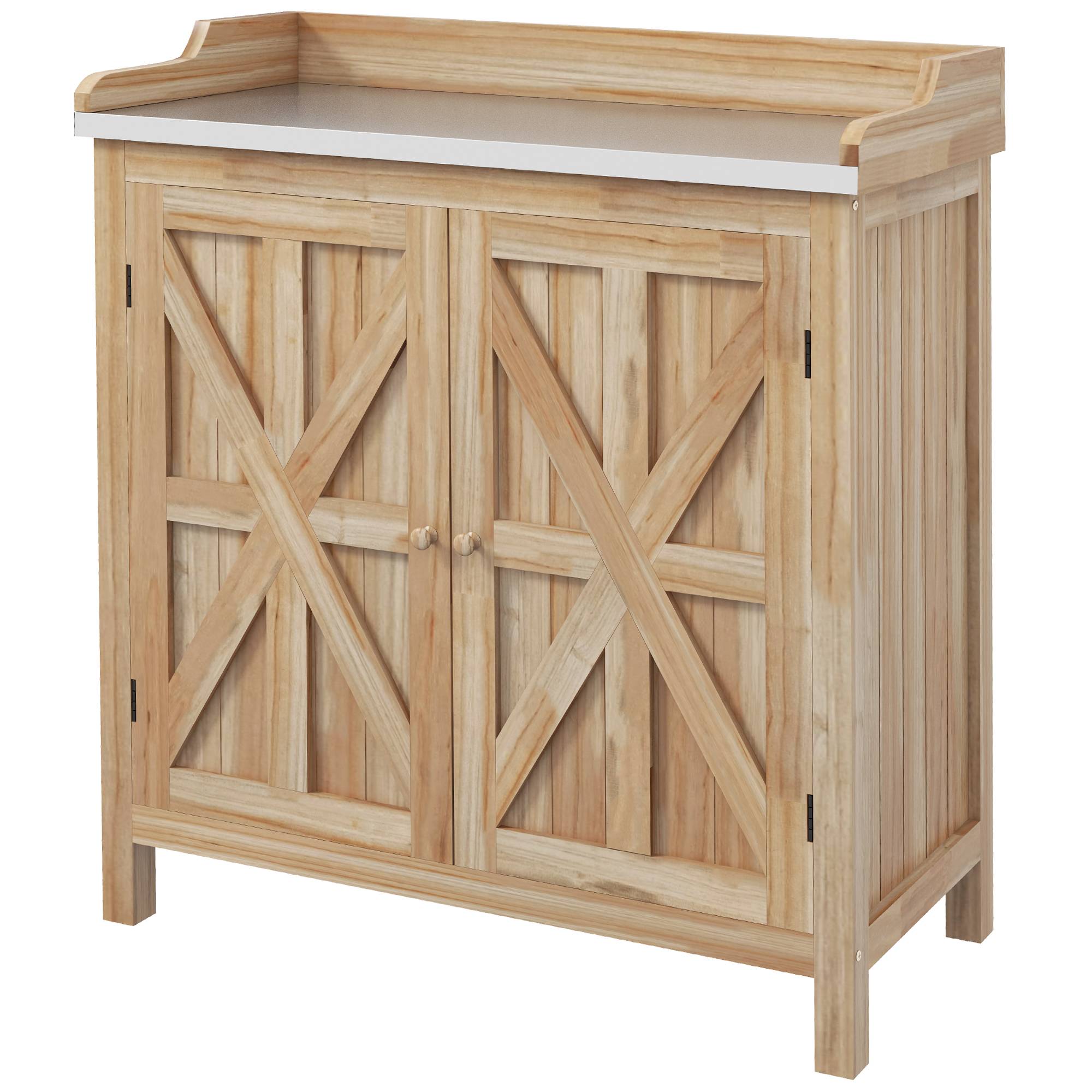 ComfortXL - Table de rempotage sapin naturel 83x40x92 cm jardin rangement plateau galvanisé - ComfortXL Outdoor Living