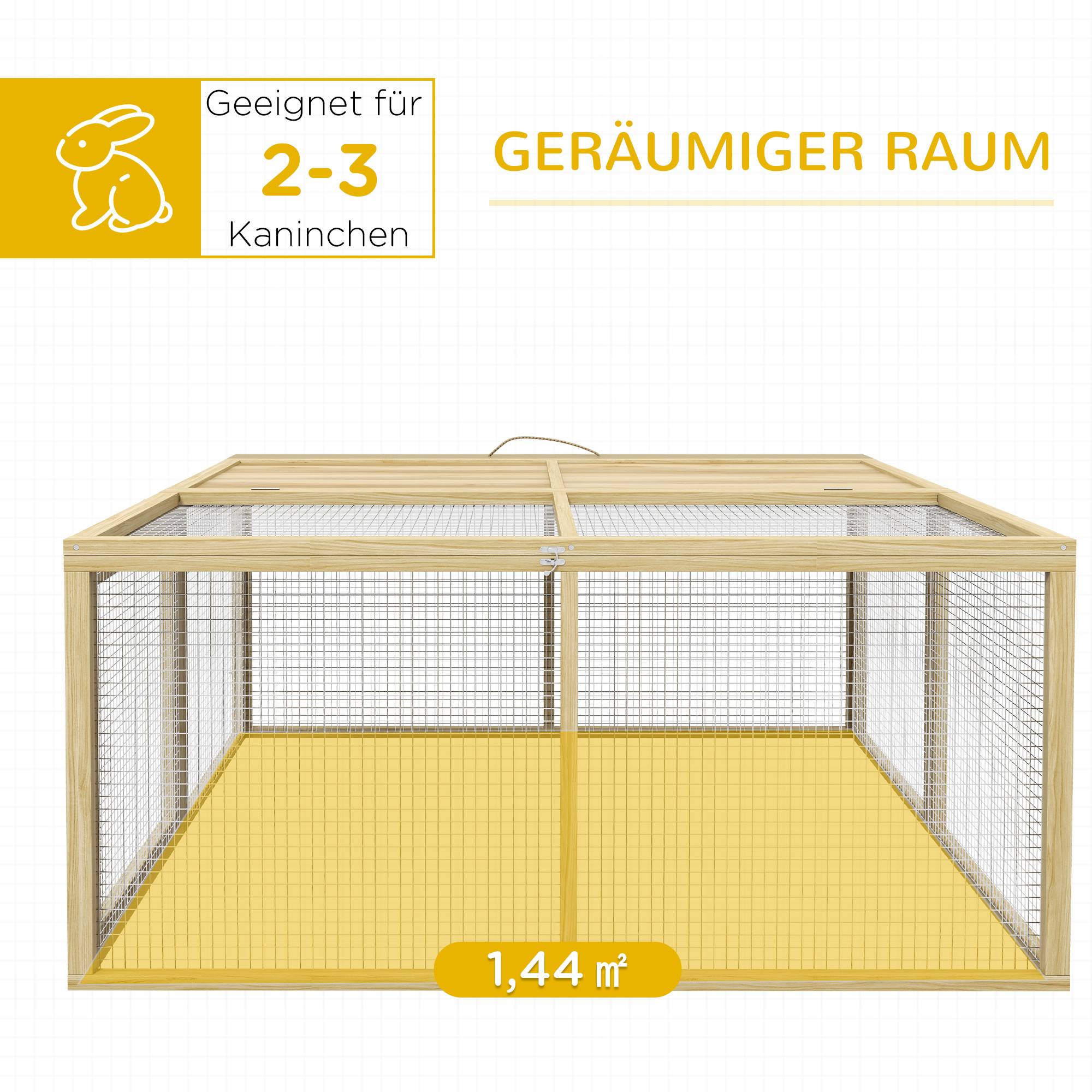 Parc Enclos Lapin Bois Pliable Toit Ouvrant 120x120x57cm Naturel - ComfortXL Pet Living - Image 4