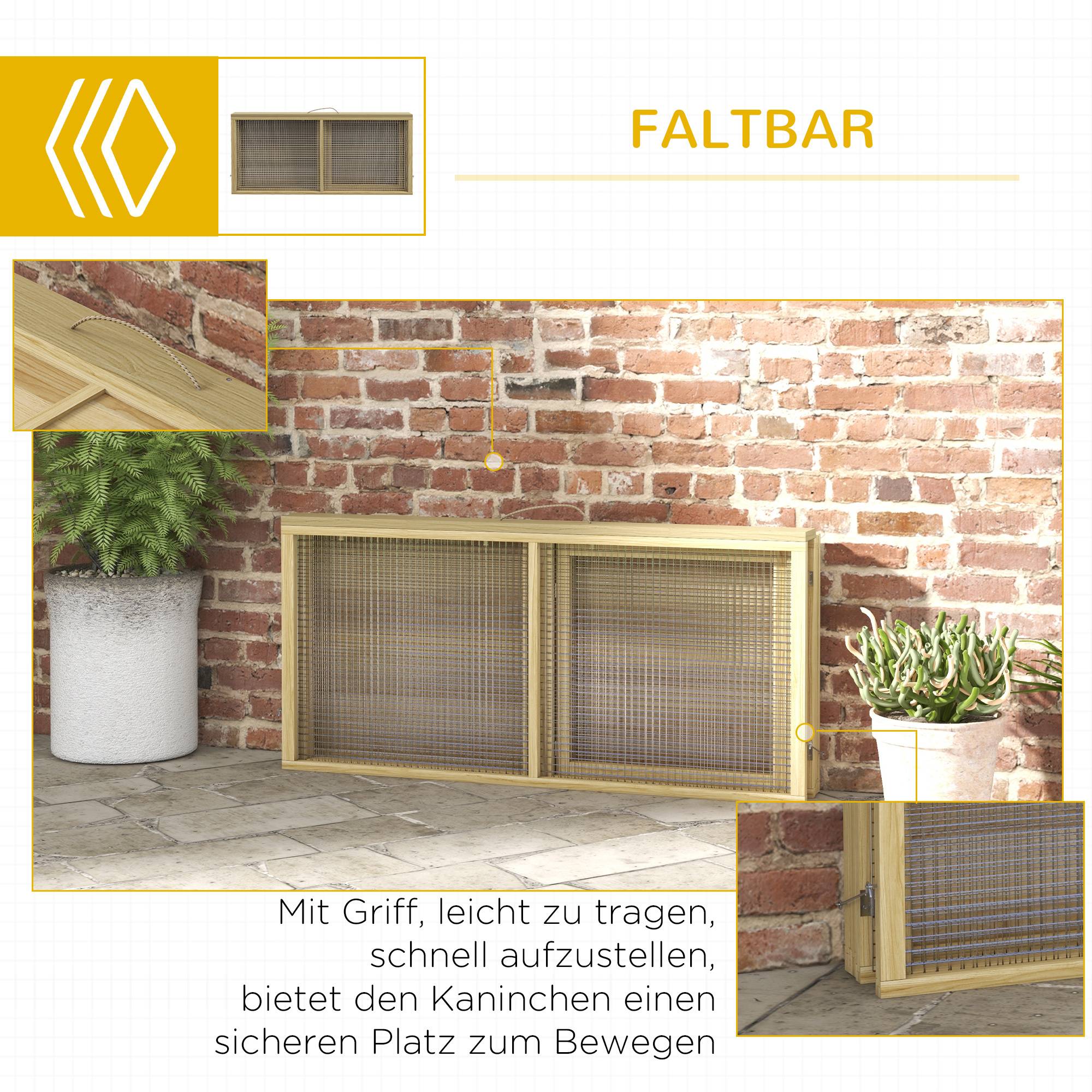 Parc Enclos Lapin Bois Pliable Toit Ouvrant 120x120x57cm Naturel - ComfortXL Pet Living - Image 6