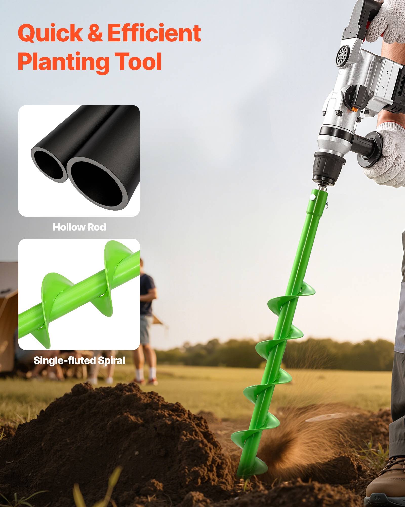Vevor - VEVOR Mèche Tarière pour Perceuse φ 20 mm 60x790 mm pour Creuser Trous Planter - Image 2