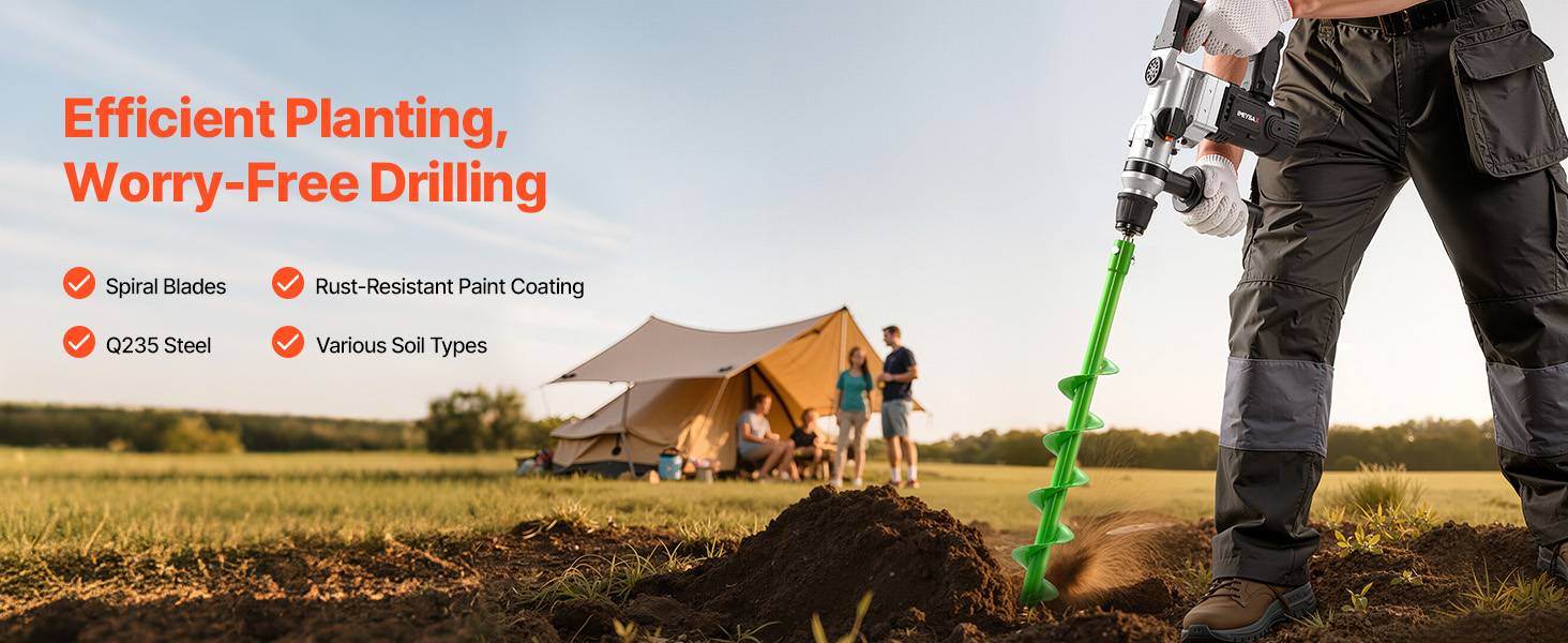 Vevor - VEVOR Mèche Tarière pour Perceuse φ 20 mm 60x790 mm pour Creuser Trous Planter - Image 9