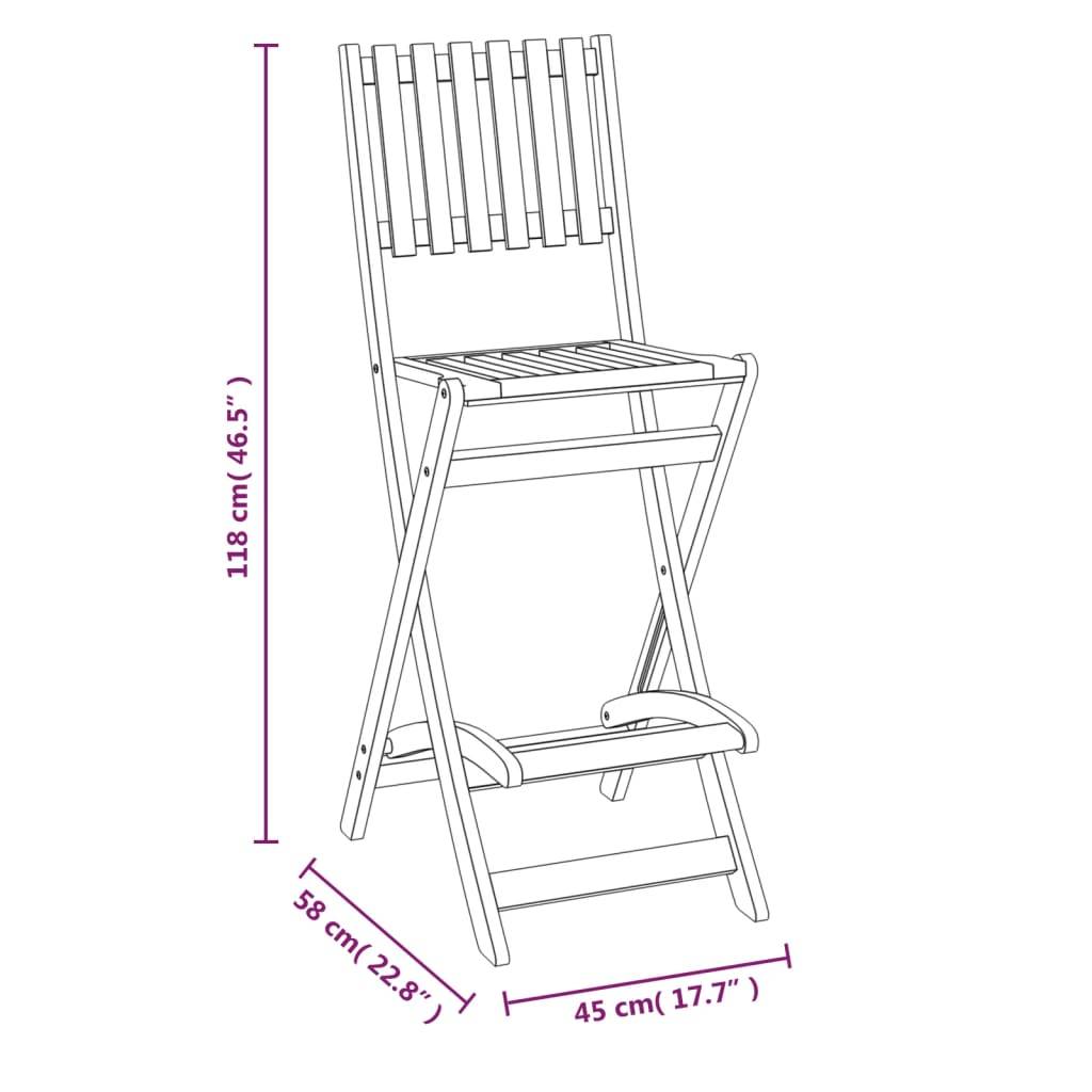 Tabourets de bar d'extérieur pliants Bois d'acacia 45 x 58 x 118 cm - PANGIVO - Image 10