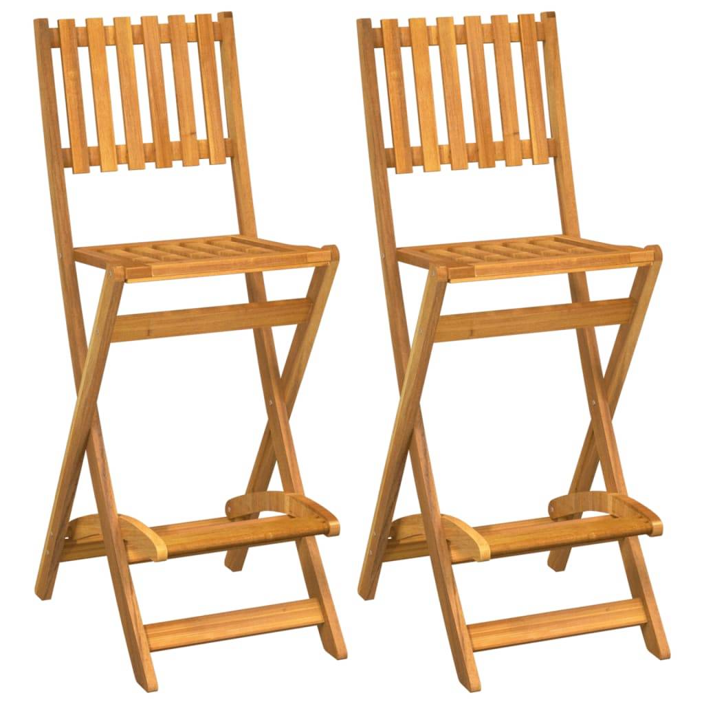 Tabourets de bar d'extérieur pliants Bois d'acacia 45 x 58 x 118 cm - PANGIVO - Image 2