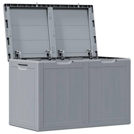 Malle de Jardin 180L en PP Imitation Bois Résistante aux Intempéries Gris 80.5x44.5x51 cm – ComfortXL Outdoor Living - Image 4