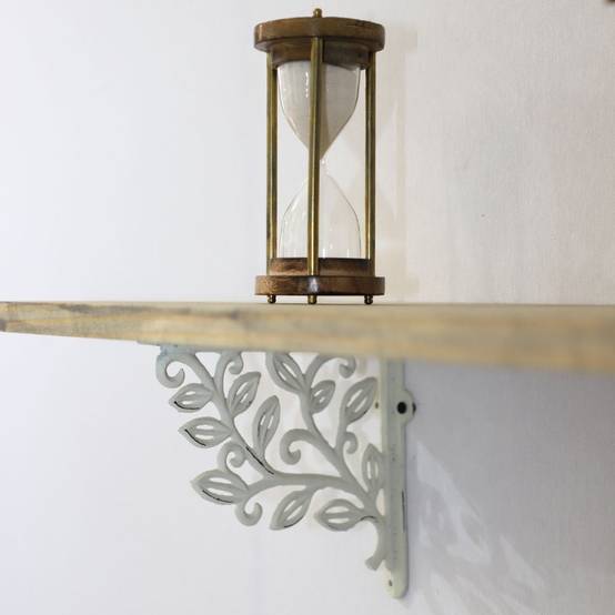 Equerre fixation étagère vintage ancienne fonte blanche 20 x 18 cm Chemin de campagne - Image 3