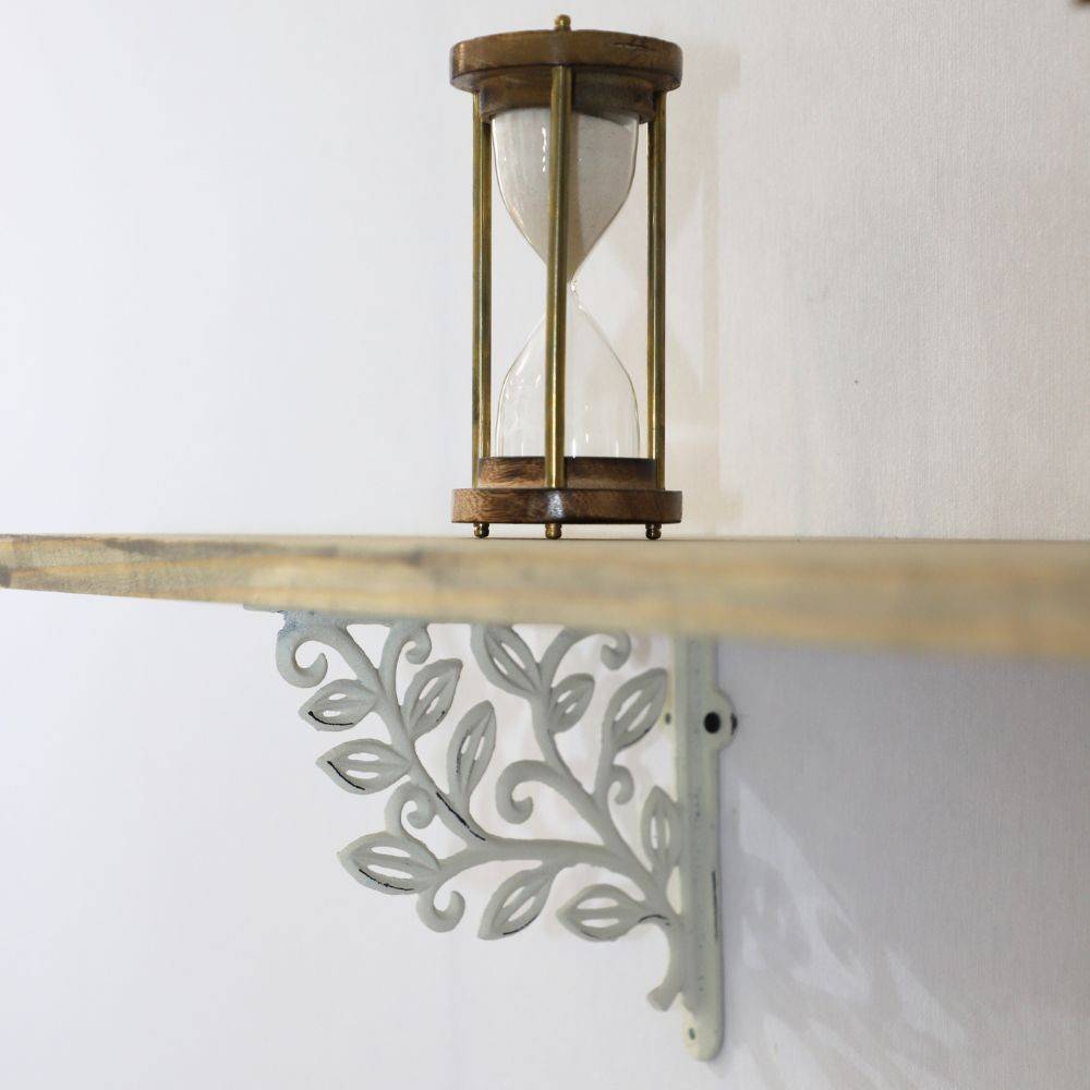 Equerre fixation étagère vintage ancienne fonte blanche 20 x 18 cm Chemin de campagne - Image 3