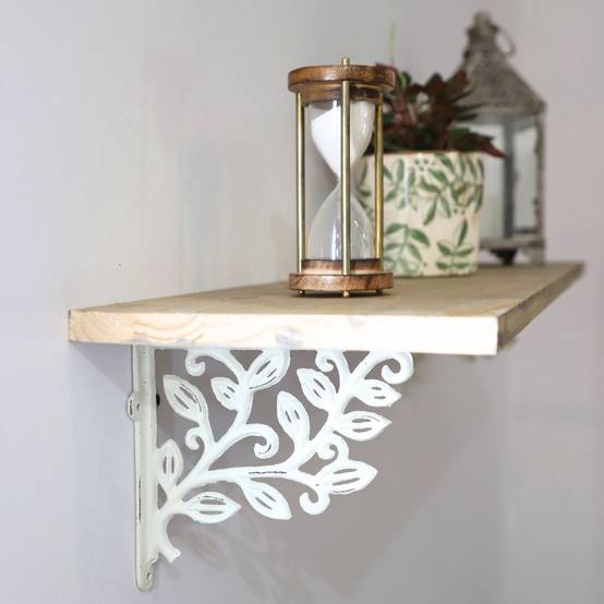 Equerre fixation étagère vintage ancienne fonte blanche 20 x 18 cm Chemin de campagne - Image 2