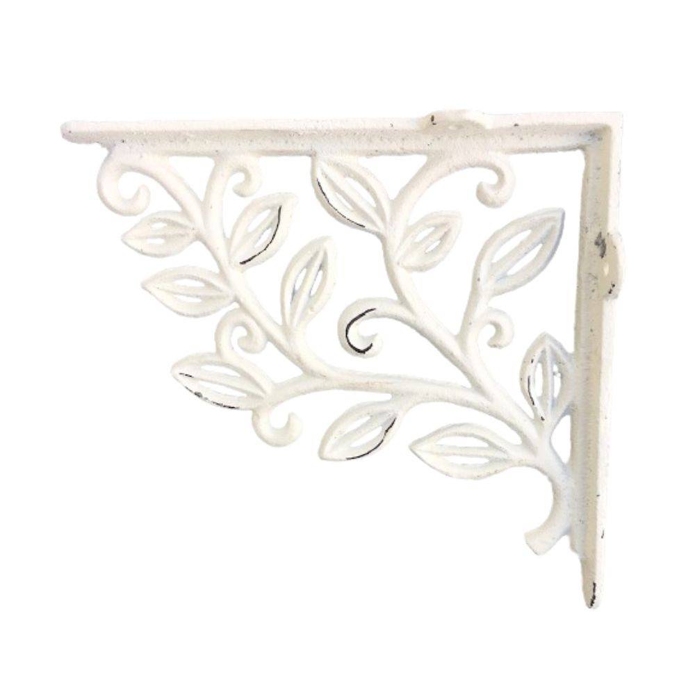 Equerre fixation étagère vintage ancienne fonte blanche 20 x 18 cm Chemin de campagne - Image 1