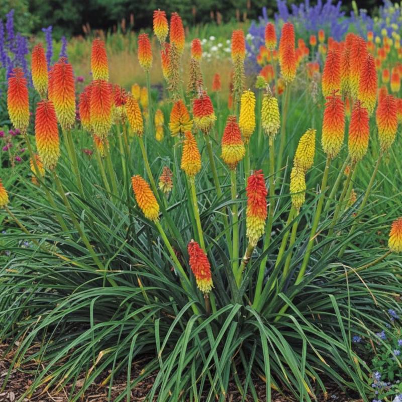 Kniphofia, Tison de Satan Grandiflora à fleurs Jaune/Orange - feuillage Caduc - Godet - 5/20 cm