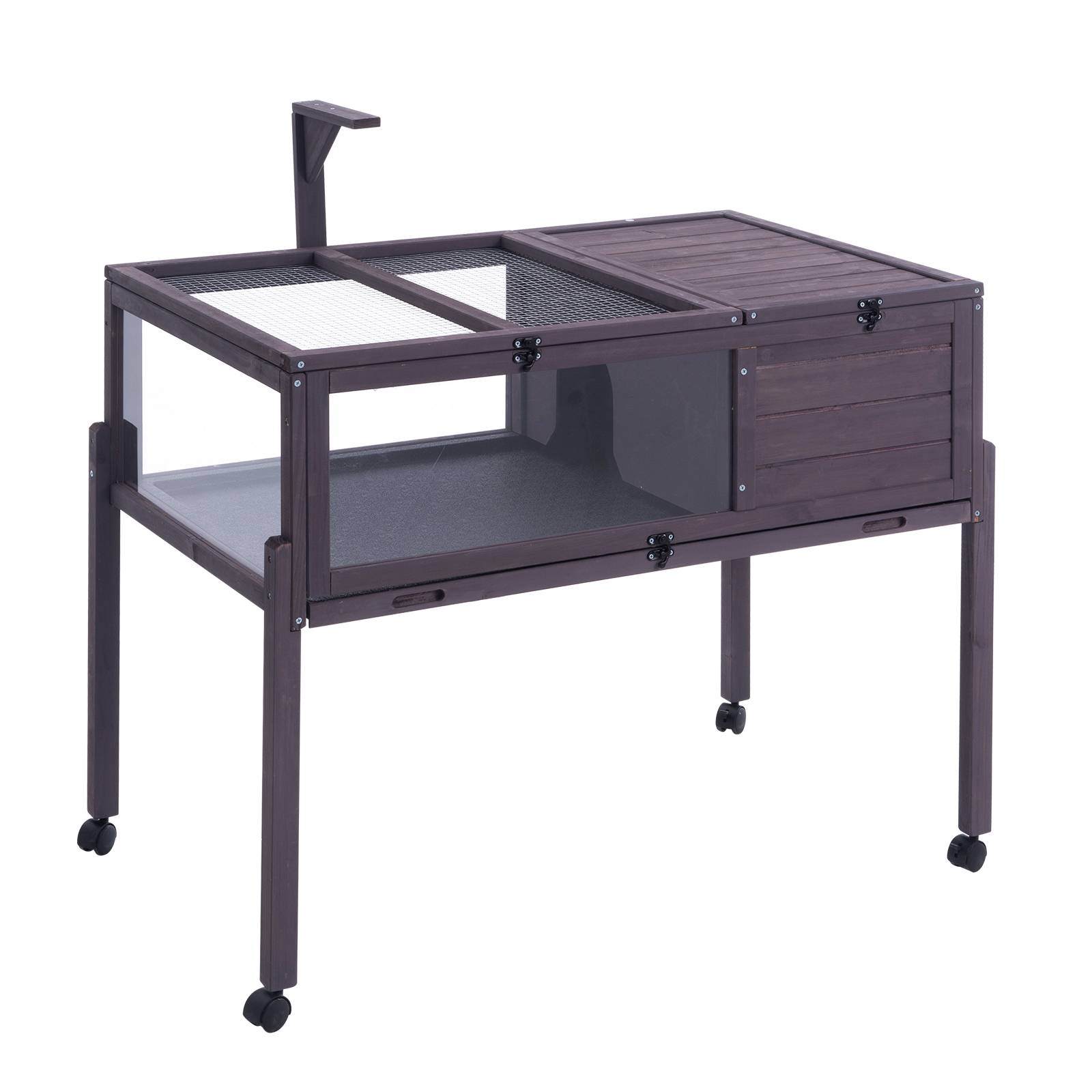 VEVOR Habitat en bois pour tortues intérieur/extérieur, enclos roulant avec support d'éclairage, pour reptiles.