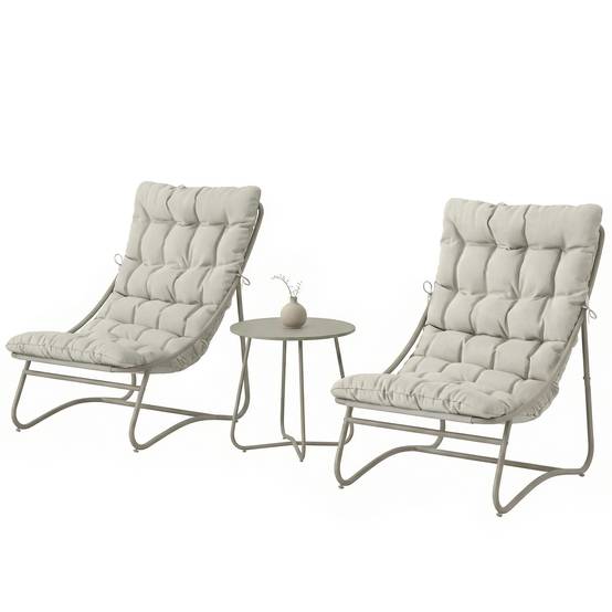 Outsunny - Salon bistro table et 2 chaises - coussins inclus - métal textilène - 3 pièces - gris clair - Outsunny - Image 5