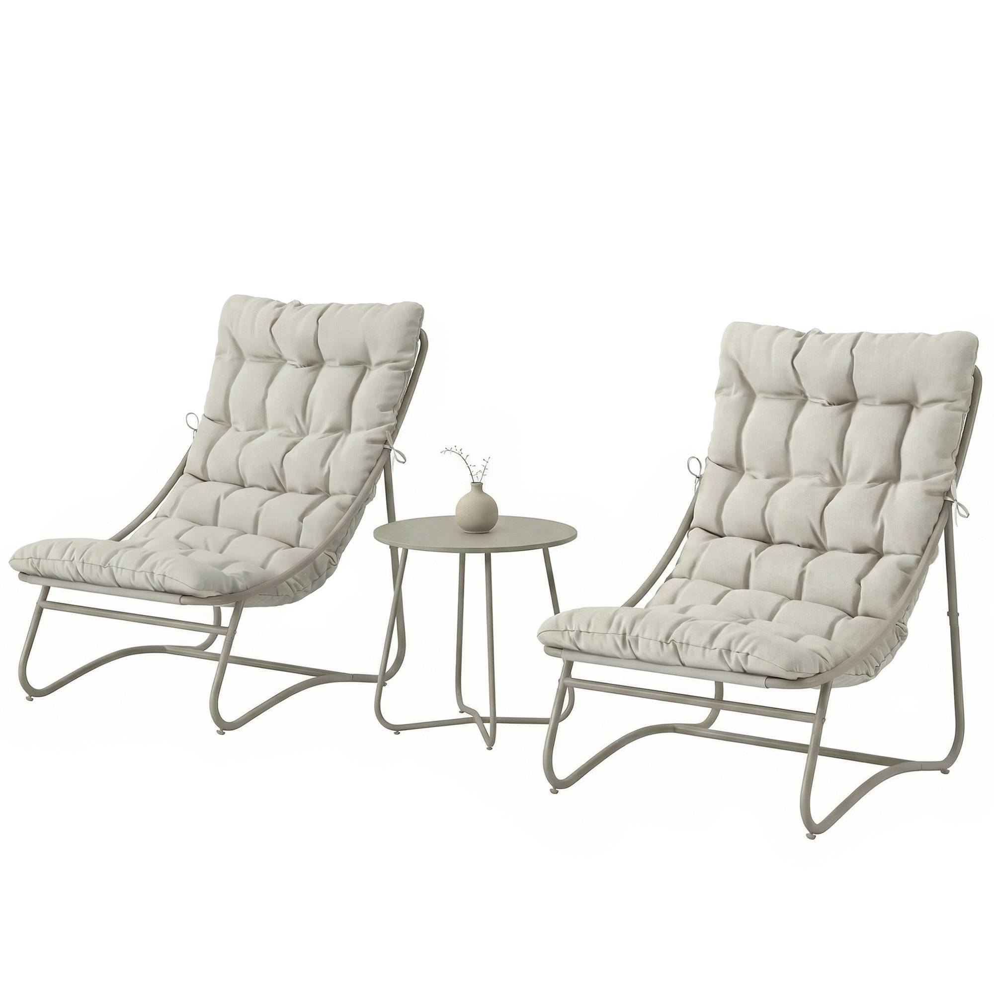 Outsunny - Salon bistro table et 2 chaises - coussins inclus - métal textilène - 3 pièces - gris clair - Outsunny - Image 5