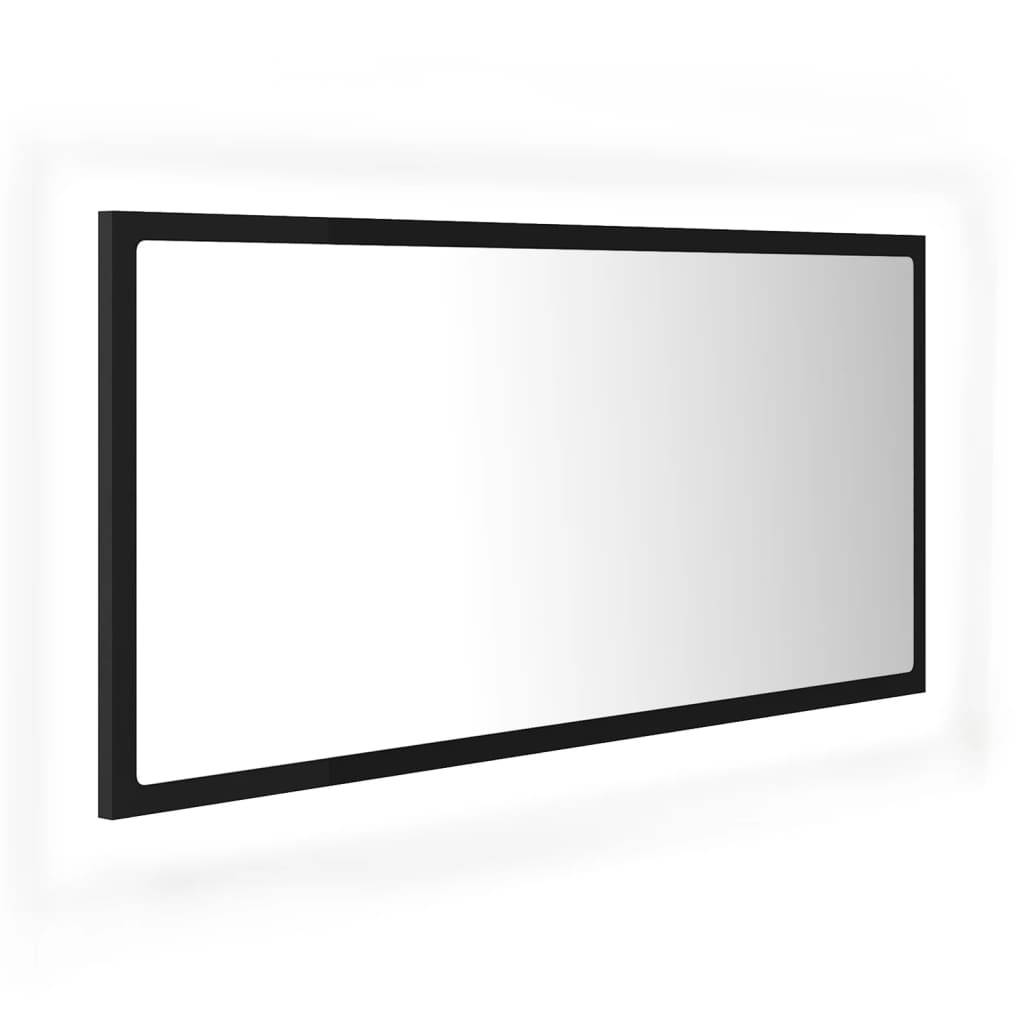 Miroir à led de salle de bain 90 x 8,5 x 37 cm acrylique noir - Image 1