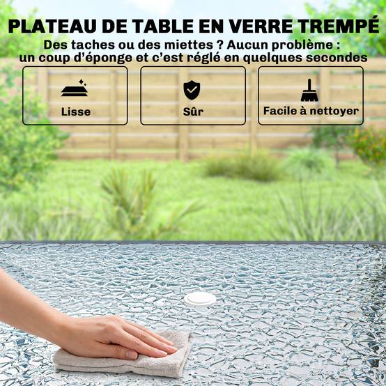Salon de jardin acier et verre gris 119 x 68 x 70 cm - PANGIVO - Image 10