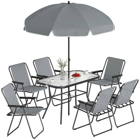 Salon de jardin acier et verre gris 119 x 68 x 70 cm - PANGIVO - Image 1
