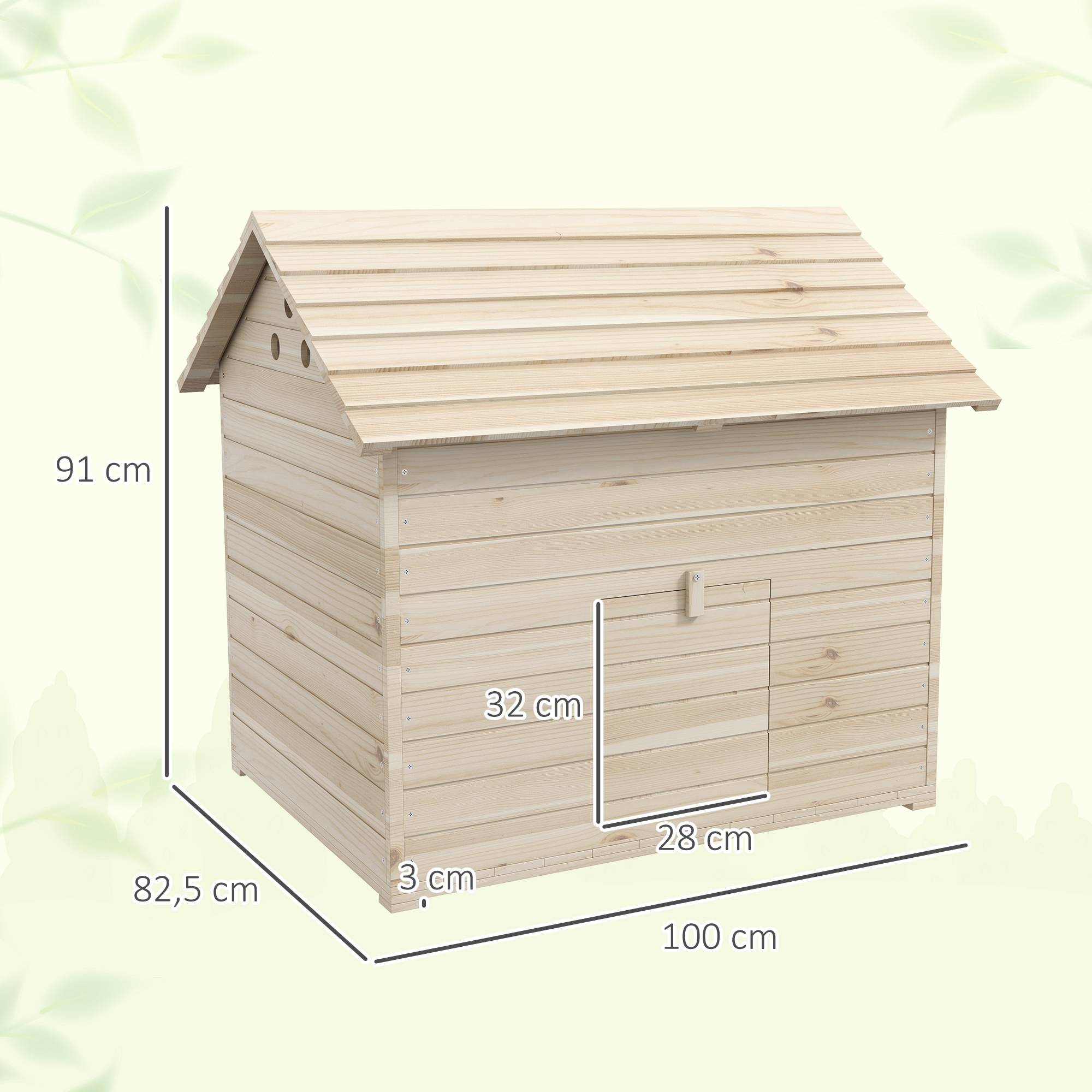 Abri Canards Bois Sapin Toit Ouvrant Rampe Sol Surélevé 100x82cm Naturel - ComfortXL Pet Living - Image 3