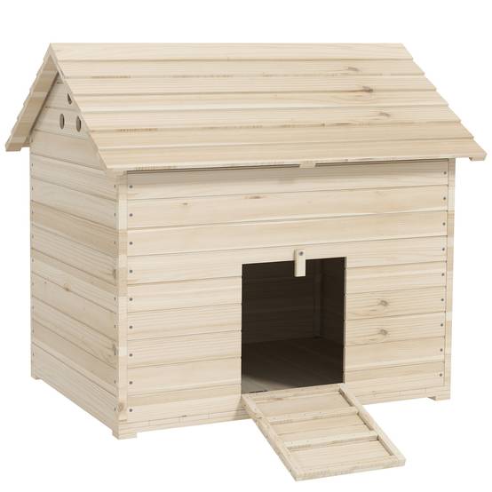 Abri Canards Bois Sapin Toit Ouvrant Rampe Sol Surélevé 100x82cm Naturel - ComfortXL Pet Living - Image 2