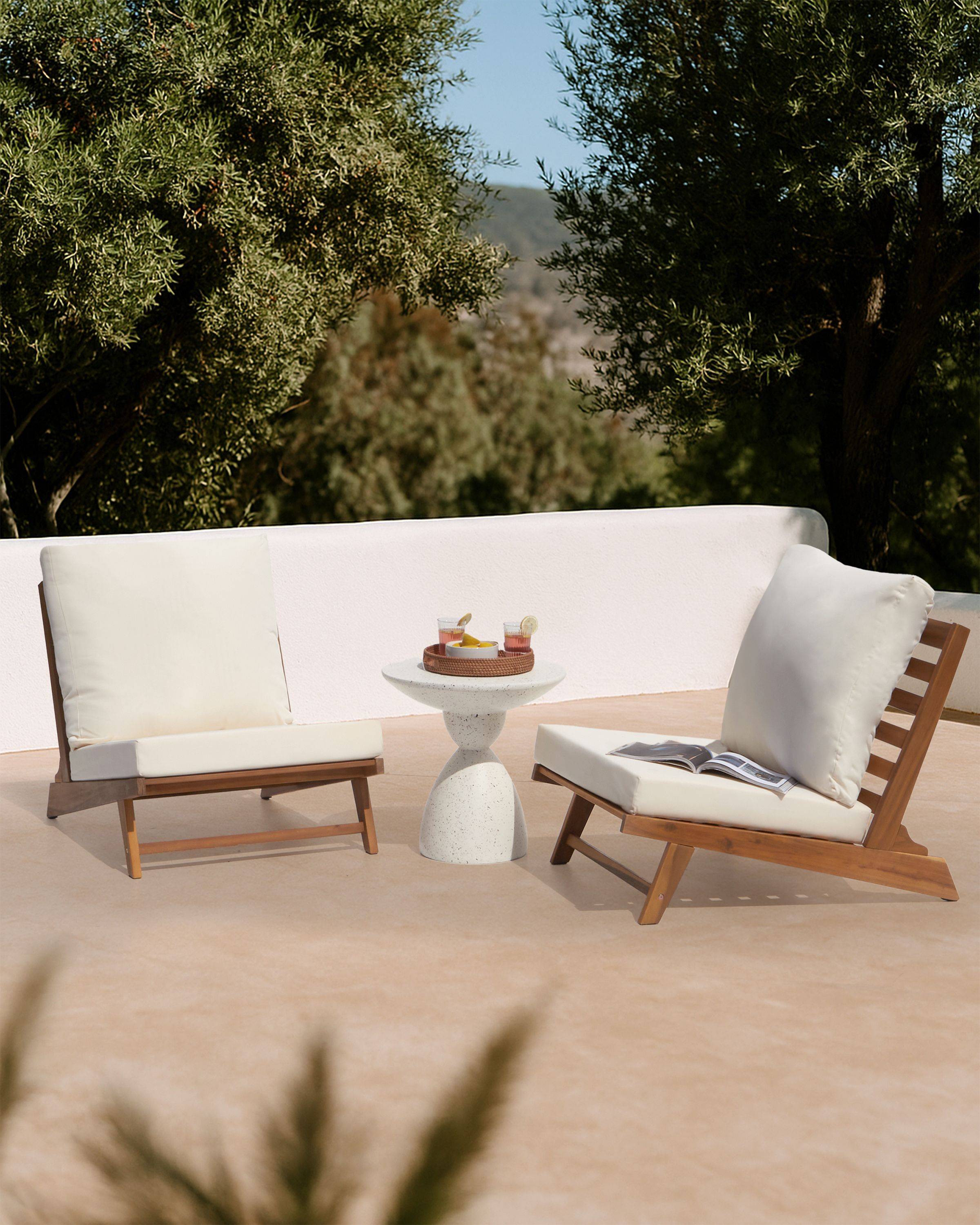 Beliani - Chaise de jardin Acacia Blanc cassé MICCIANO - 70x91x71- Beliani - Image 1