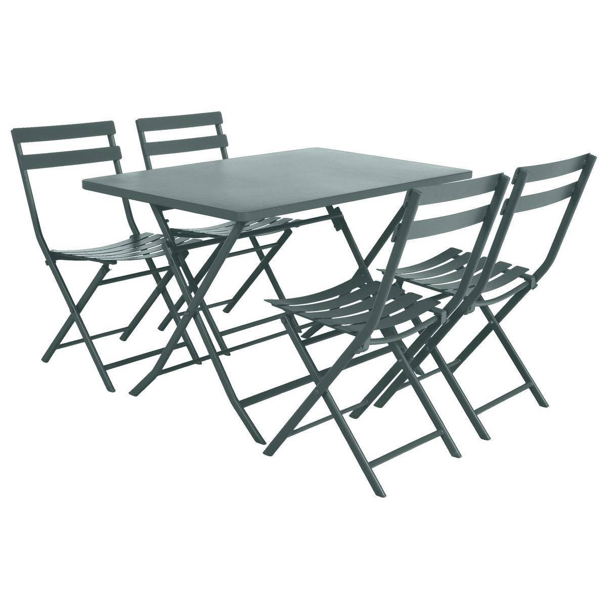 Hesperide - Table de jardin pliante rectangulaire "Greensboro" vert jade 4 places en acier traité époxy Hespéride - Image 3