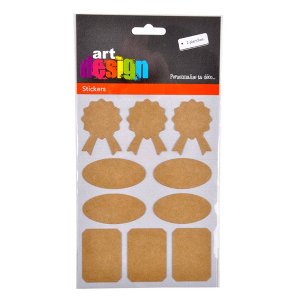 Paris Prix - Lot de 20 Stickers Déco "Kraft" 13x18cm Naturel - Image 2