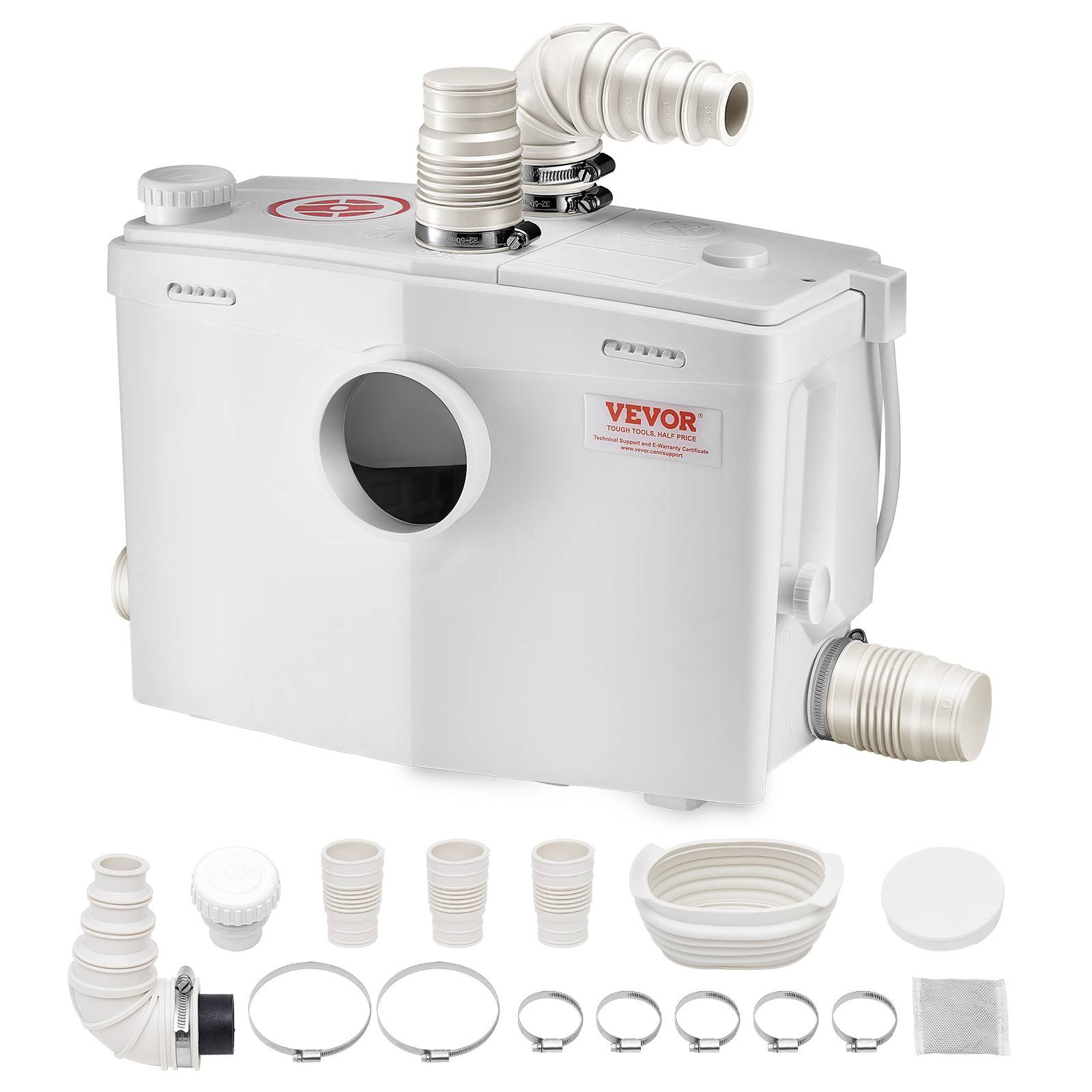 VEVOR Pompe macératrice 1200W, sanitaire 4 entrées eau, 180 L/min, ht. refoulement 10 m. - Image 1