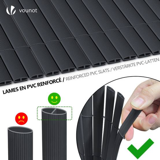 Canisse PVC brise vue ultra renforce avec attaches de fixation 100x300cm gris - Image 2