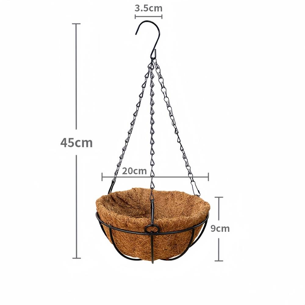 Panier suspendu fibre de coco - Ø20cm - Chaîne métal 35cm - Intérieur/extérieur - Image 2