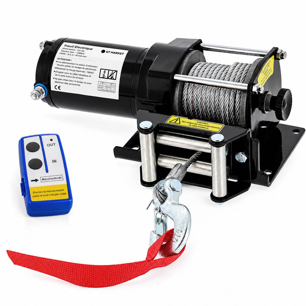 Gt Market - Treuil électrique 12 V 1360 kg - Télécommande sans fil - GT MARKET - Image 1