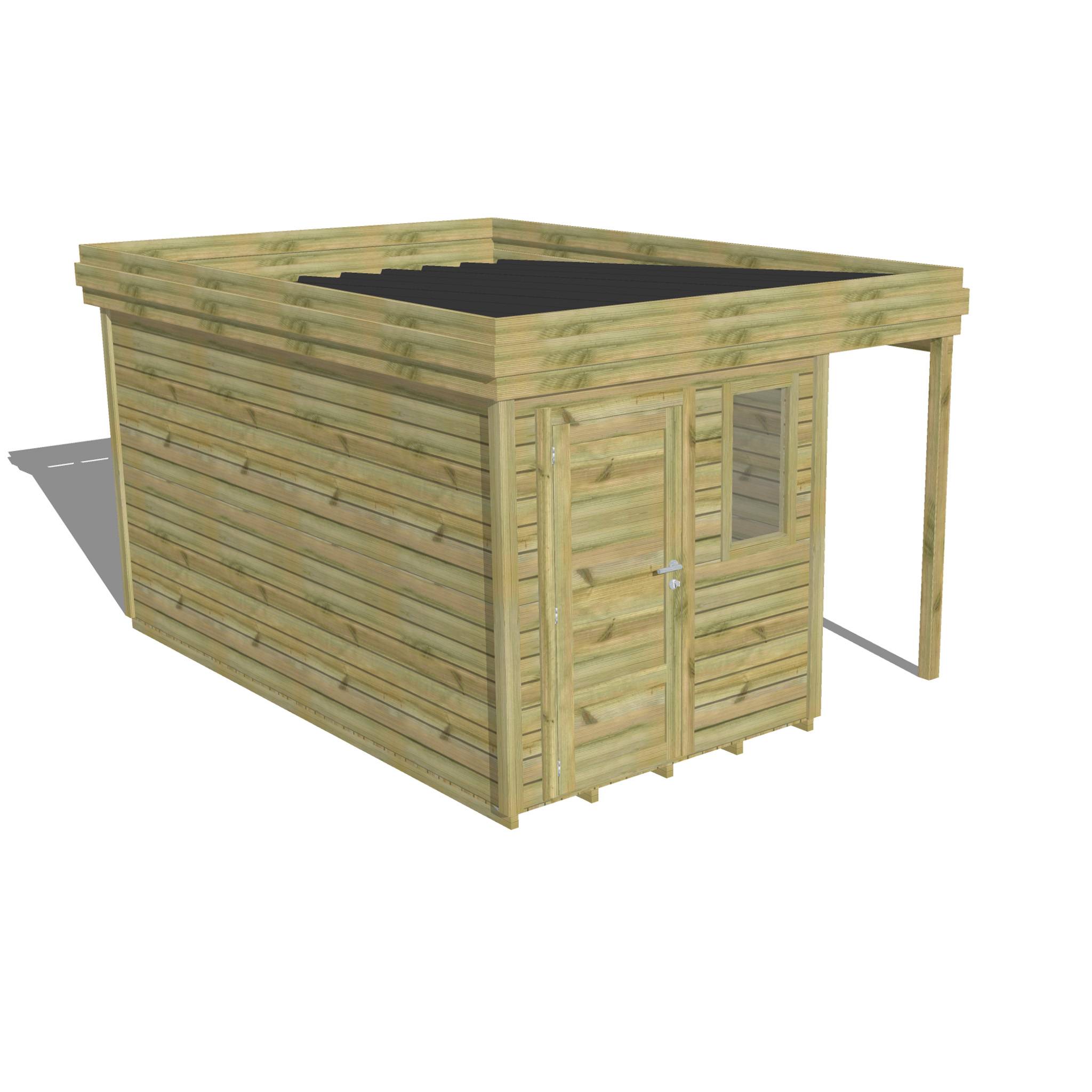 ABRI DE JARDIN bois  autoclave 27mm - 3,14x4,34m / 14m2 - Bac acier - Plancher bois - Image 1