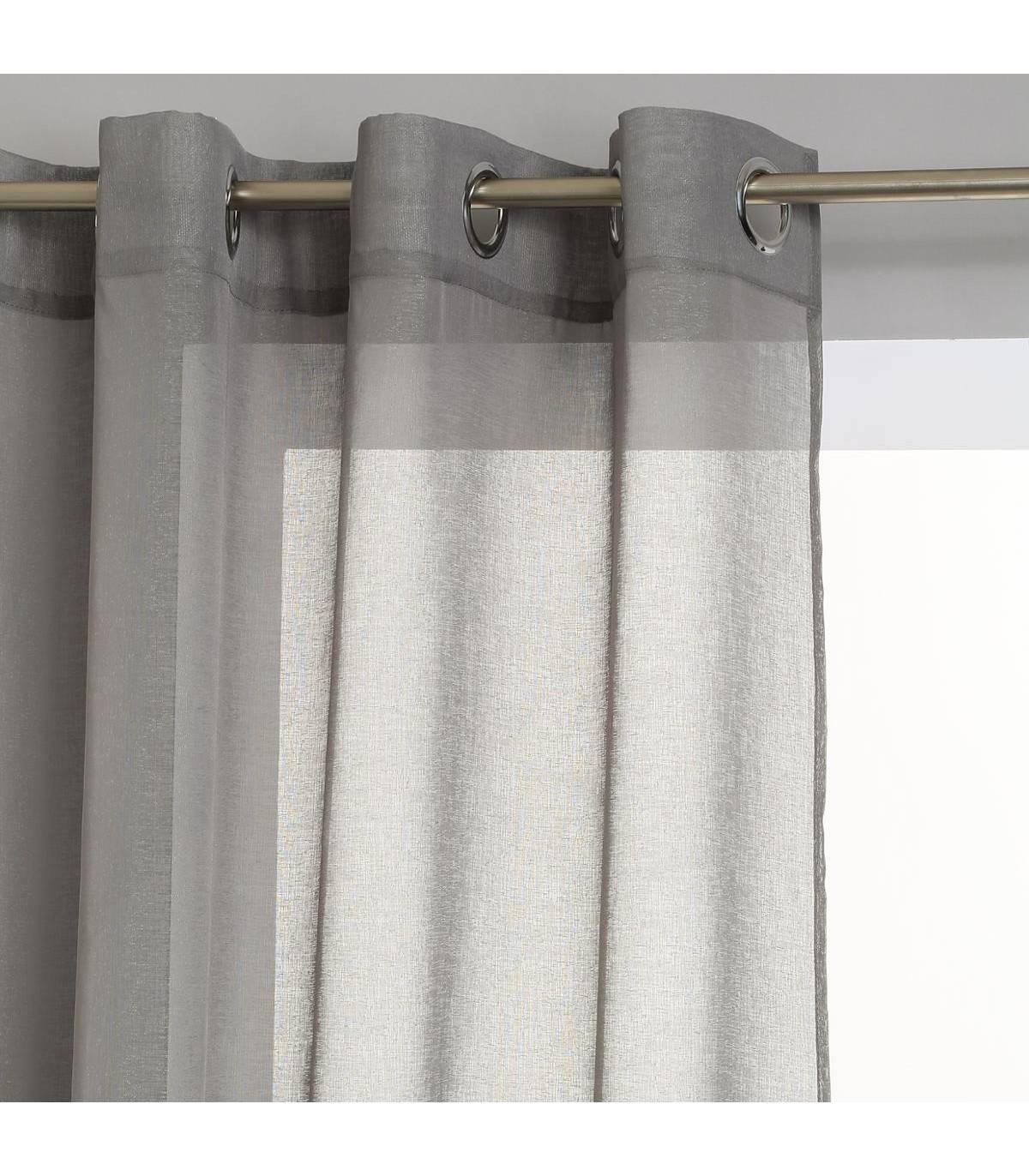 Voilage à œillets Etamine Gris 140 x 260 cm - Image 1
