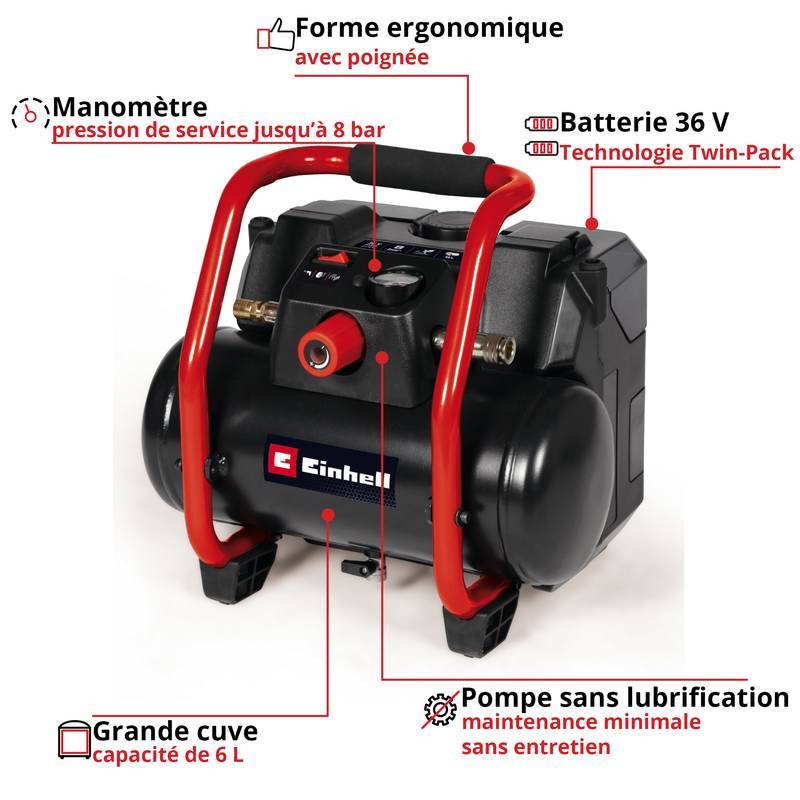Einhell - Compresseur sans fil TE-AC 36/150 Li OF-Solo Einhell - Image 2