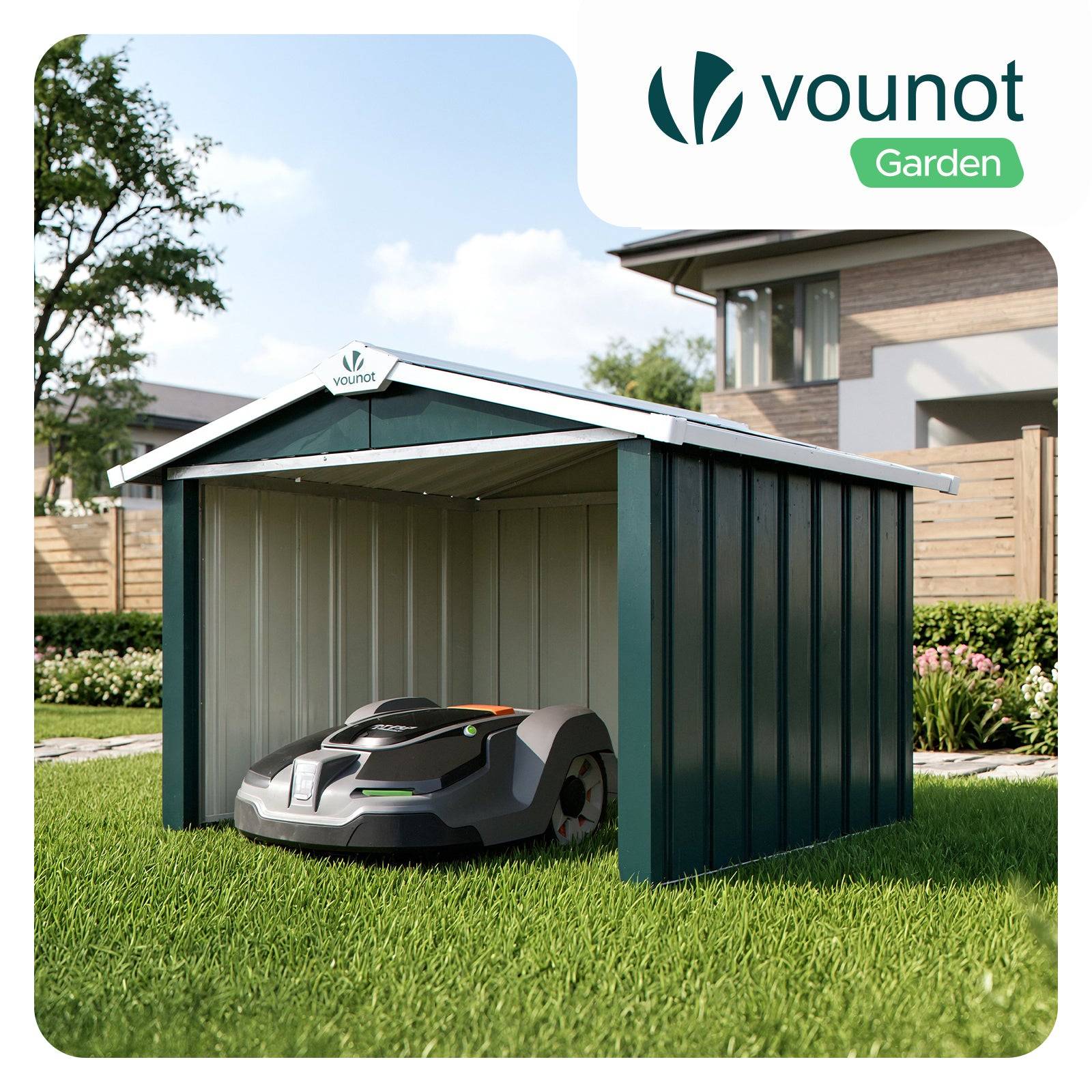 Vounot - Garage pour robot tondeuse en métal 87x100x63.5cm, Abri extérieur protection contre les intempéries et UV, Vert, VOUNOT® - Image 2