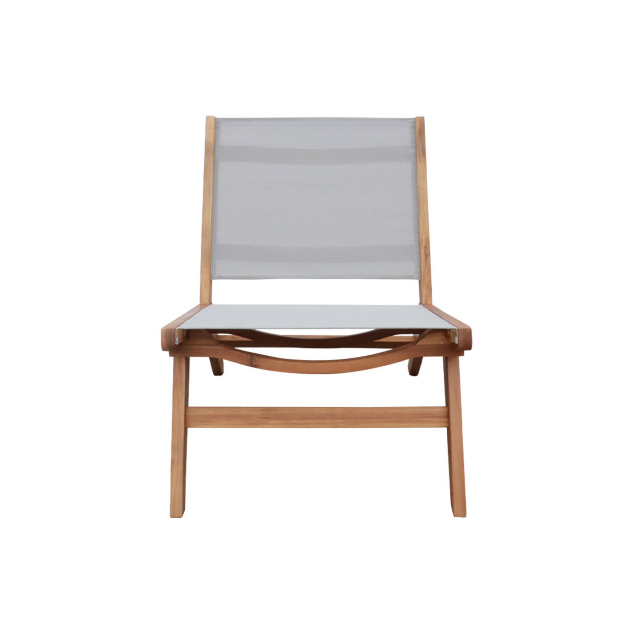 Lot de 2 fauteuils relax bois d'acacia et textilène gris - Madera | sweeek - Image 5