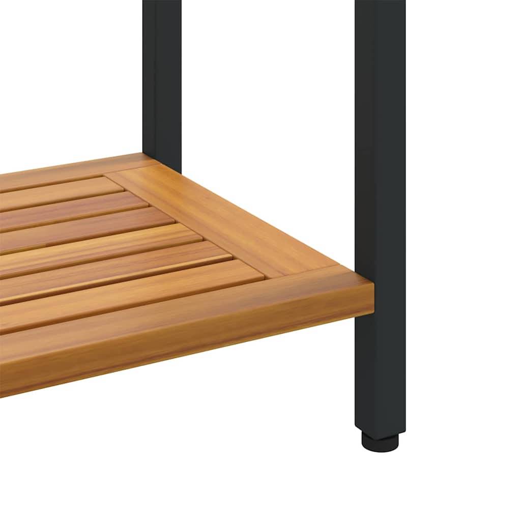 Table de jardin | Table d'extérieur avec stockage Naturel et Noir 80 x 35 x 75 cm - Image 9