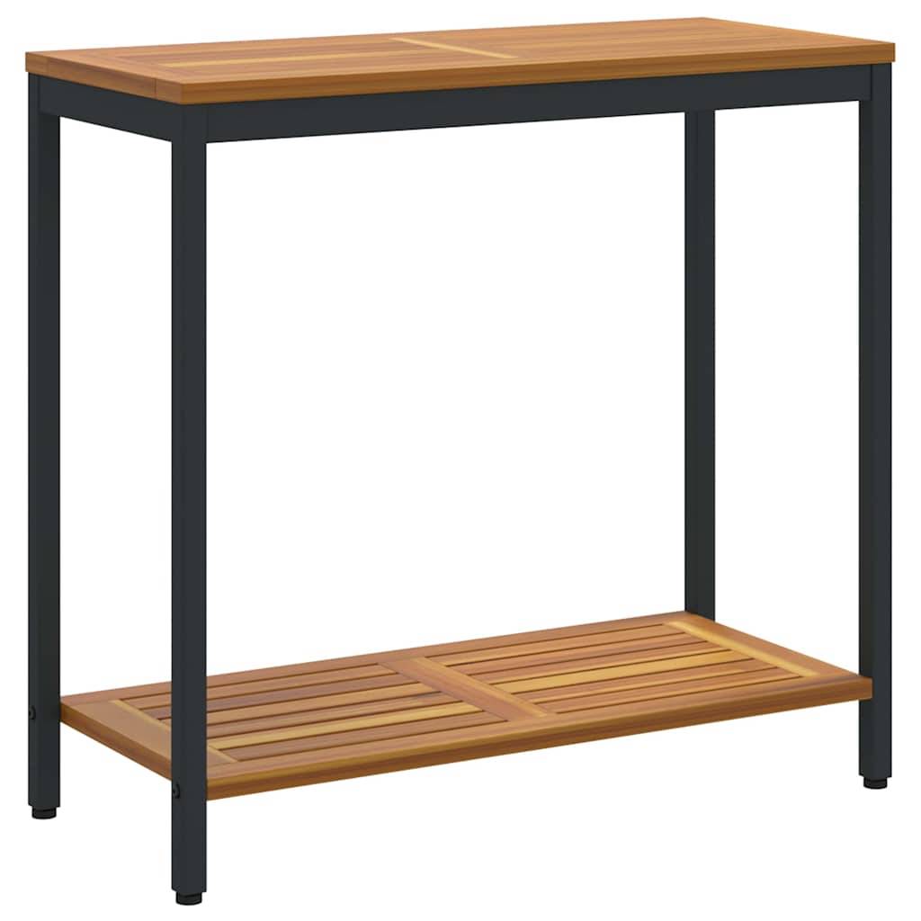 Table de jardin | Table d'extérieur avec stockage Naturel et Noir 80 x 35 x 75 cm - Image 1